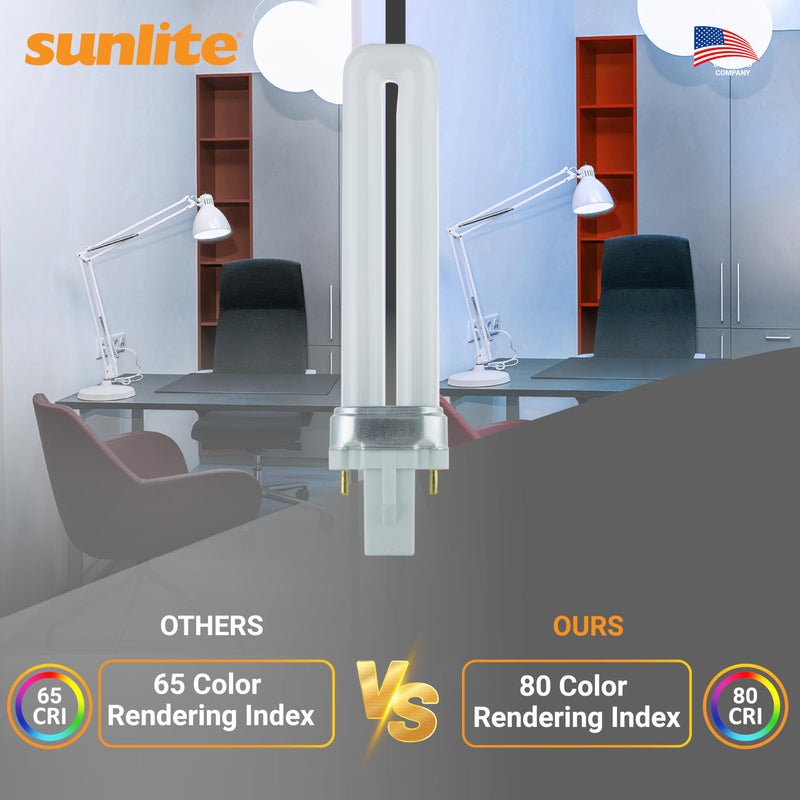 Sunlite 40501 PL7/SP41K Plugin U-Shaped Compact Fluorescent Lamp, 7 Watts, 360 Lumens, 4100K Cool White, 2-Pin (G23) Base, 10 Pack - Image 4